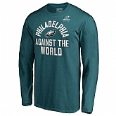 Men's Eagles Green 2018 NFL Playoffs Against The World Long Sleeve T-Shirt,baseball caps,new era cap wholesale,wholesale hats